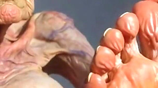 Granny Foot Oil Play - Self Massage Makes Her Horny and Dripping