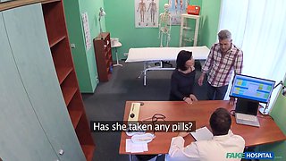 Hot wifey bangs medic as soon as her husband's back is revved - faux hospital
