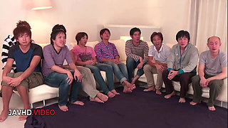 Intense Japanese blowjob session with staggeringly sexy Mihono servicing many cocks