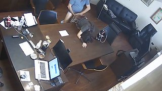 Russian boss fucks secretary in the office on hidden cam