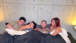Two Latinas crave a good group sex with two lucky guys with big cocks