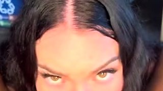 Interracial blowjob for brunette sucking big black cock