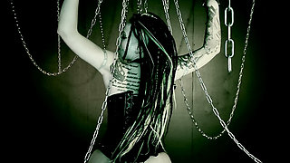 chained up and fucked by the fuck machine