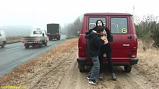 Crazy German couple fucking on street