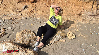 Horny Wife Masturbates on the Beach