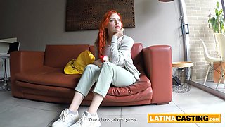Shy Redhead Latina Teen Surrenders to Lesbian Casting Urges Stripping Down Before Speed Deal Folds