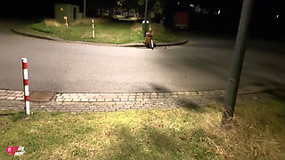 Submissive Blonde Analslut in Handcuffs Publicly Humiliated!!