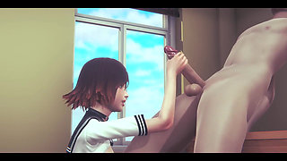 Hentai Uncensored - Sara Uses His Hand and His Pussy to Make Pleasure - Japanese Asian Manga Anime Game Porn