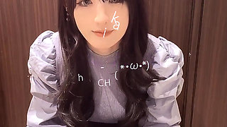 Video of a beautiful curly-haired cross-dresser masturbating quietly