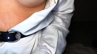 Hot brunette amateur MILF rides hubbys cock