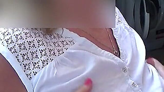 Pissing Over My Huge Tits Outside. While I Wank in a White Blouse