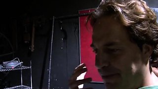 Caged bukkake pet takes cock