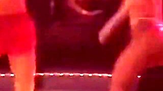 Blonde Stripper Bends Showing Shaved Pussy