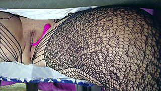 Remote squirt orgasm control with vibrator in public