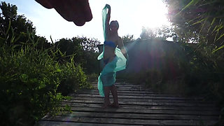 Semi-nude dance on planket