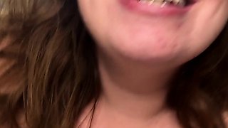 Webcam brunette strips and masturbates