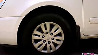 Darcy's Backseat Big Tits Solo: A Redhead's Toy Play