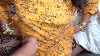 First Time Husband Fucked Newly Married Desi Indian Wife in Yellow Dress