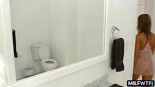 Lean milf finds morning wood