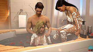 Big boobed mommy showcases a fun adult game walkthrough