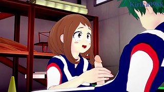 Ochako Uraraka plays rigid with Izuku Midoriya's chisel in the warehouse. - My Hero Academia Anime Porn