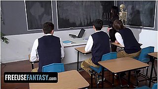 Curvy Teacher Valentina Nappi Gets Fucked By Three Students In A Classroom