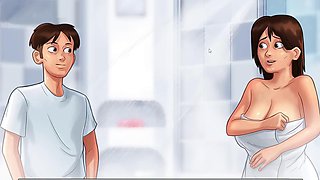 Step mom with huge tits gets nailed in the bathroom while gaming