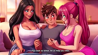 Stepmom and stepsister seduce stepson Taboo