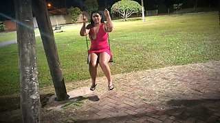 Nicoly Mattos Flashing Hairy Pussy and Big Tits in Square