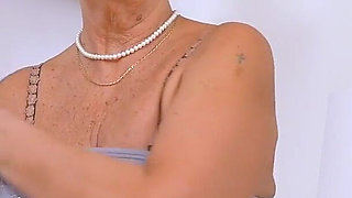 European Granny Gigi Strips off Slowly and Fingers Her Old Pussy