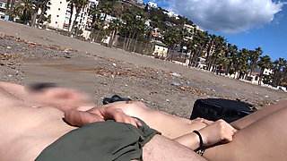 Dick Flashing Next to a Topless Girl She Looks