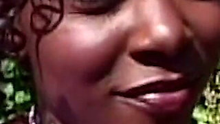 Curly Ebony College Cutie Rides Thick White Cock