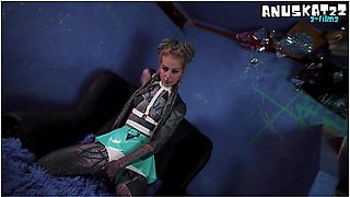 Latex Tattoo Girls Anal Masturbation Squirt And Metal Toy