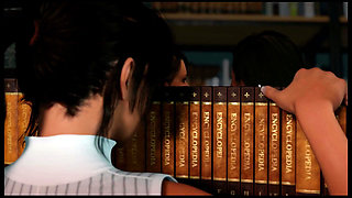 Croft Adventures Hentai Game Parody Ep.4 Lara Find Out the Hot Librarian Is Not Wearing Panties Under Her Mini Skirt Today!