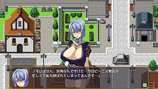 Big Breasts Party NTR hentai Rietta nun blowjob Glory Hole BJ sexy cum swallow