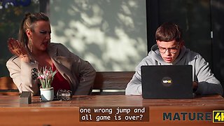 Filthy Curvy Buxom Blonde Cougar Picks Up a Shy Virgin Nerd & Invites Him To Her Place For Hot Sex