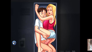 Big boobed slutty schoolgirl and I got stucked in the locker.