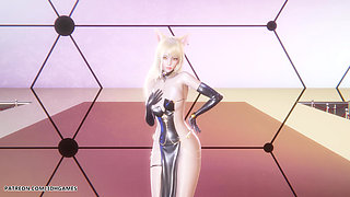 Mmd Hyo Min - Nice Body Ahri Sexy Striptease League of Legends Hentai Uncensored 4K 60fps