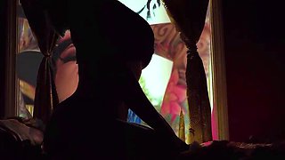 Big boobed babe tit fucks a lucky fuckpole