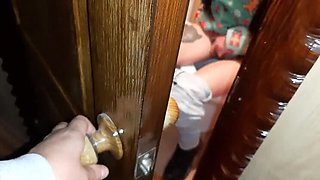Caught Stranger Masturbating in Public Toilet - Hairy Brunette Pussy & Real Orgasm