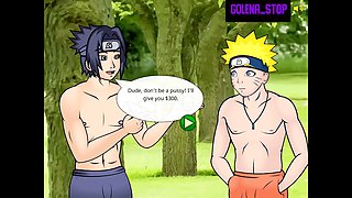 Naruto and Sasuke unload on Tsunade in this wild anime porn game