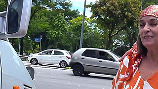 Granny Ass Destroyed by a BBC in Driving Van