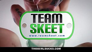 Teenagers throat utter of jizz