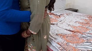 Indian Stepmom fucks while changing bedsheets in room
