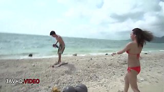 Passionate Japanese MILF seduces two guys for intense blowjob action