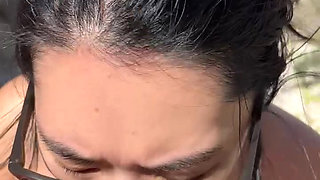 OUTDOOR blowjob while hiking in the desert - AMATEUR WMAF - Cum in Mouth PUBLIC BJ Swallow