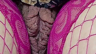 Dripping Cum POV in Pink Stockings with Dildo - Finish with Ha