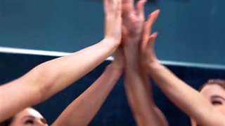 Girlsway - straight bffs turn lesbians after cursed by a email! hard perspiring fingering & tribbing