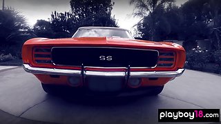 Hottie naked asian babe and GFs washing car