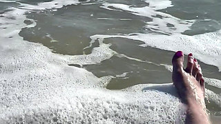 Waves Crashing on Size 16 Feet & Legs